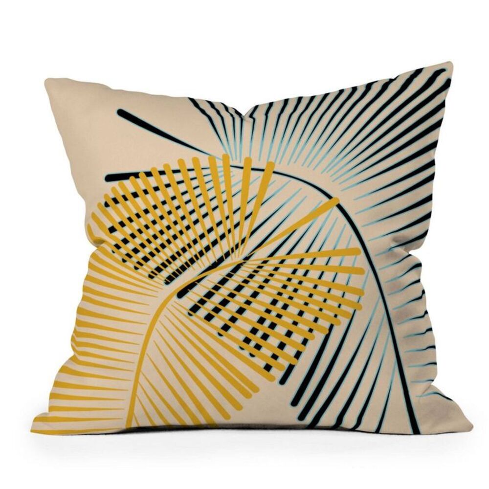 18" x 18" Mirimo Two Palm Leaves Outdoor Throw Pillow Yellow/Cream -